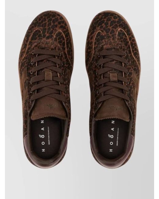 Hogan Brown Cool Leather Lace Up Sneakers Logo Detail