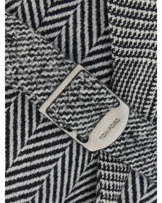 Tom Ford Gray Embroidered Cashmere Belted Single-Breasted Coat