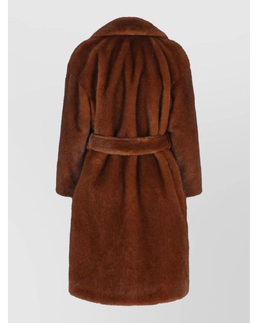 Herno Brown Faux-Fur Belted Coat