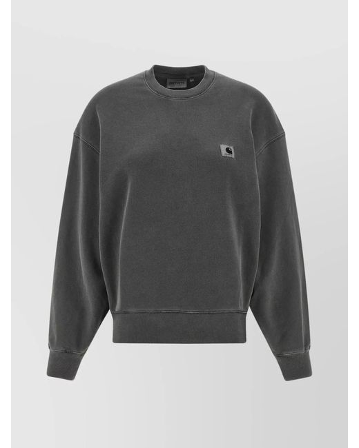Carhartt Gray Crew Neck Sweatshirt With Ribbed Cuffs And Hem