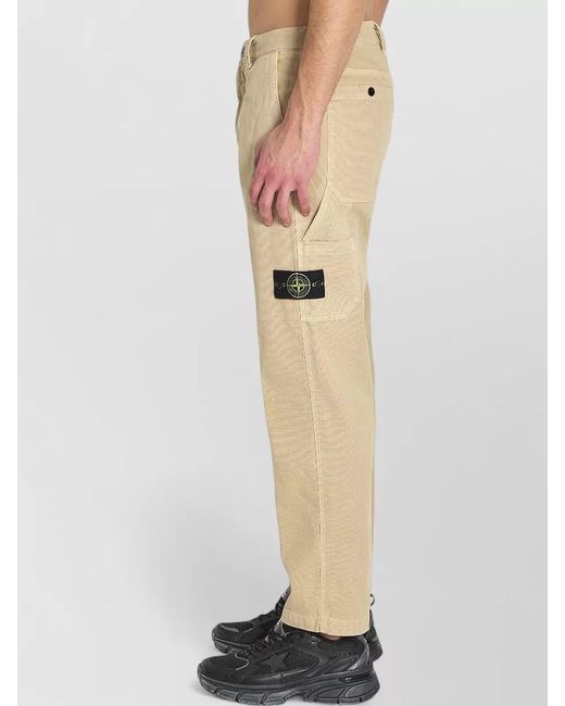 Stone Island Natural Cotton Mid-Rise Straight-Leg Regular-Fit Trousers for men
