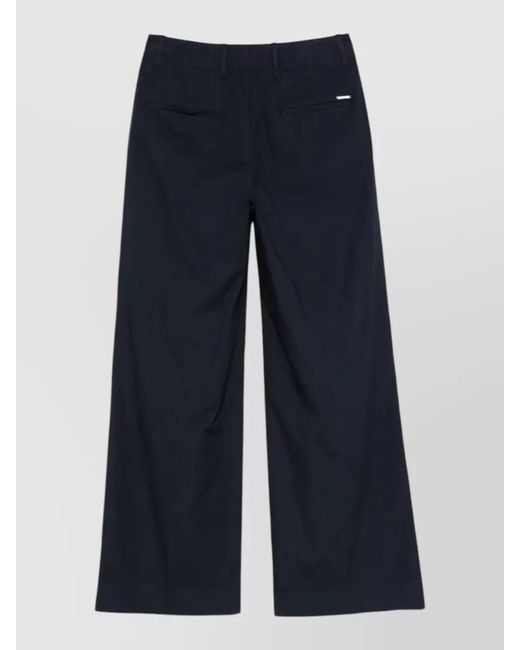 Incotex Blue Ilya Wide Leg Cotton Tailored Trousers