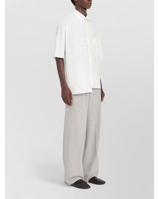 MM6 by Maison Margiela White Cotton Short-Sleeve Textured Insert Shirt for men