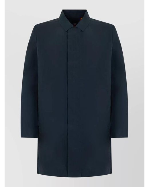 K-Way Blue Poirol Cotton Blend Long Jacket for men