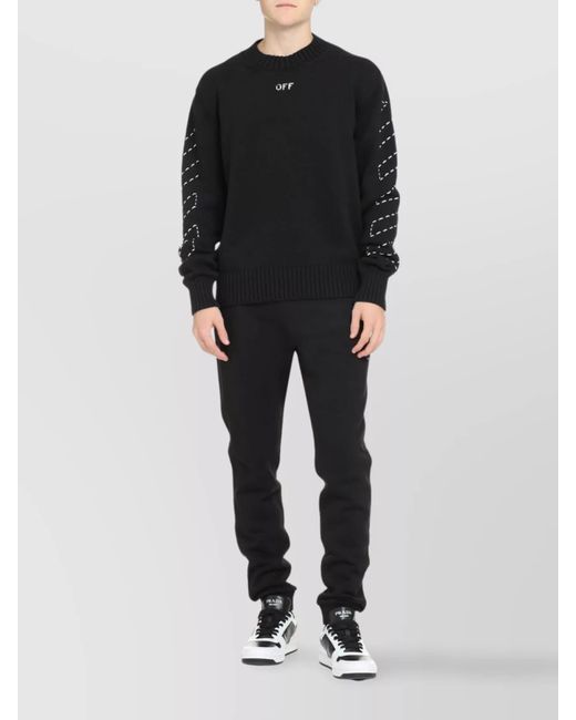 Off-White c/o Virgil Abloh Black Ribbed Crew-Neck Sweater for men