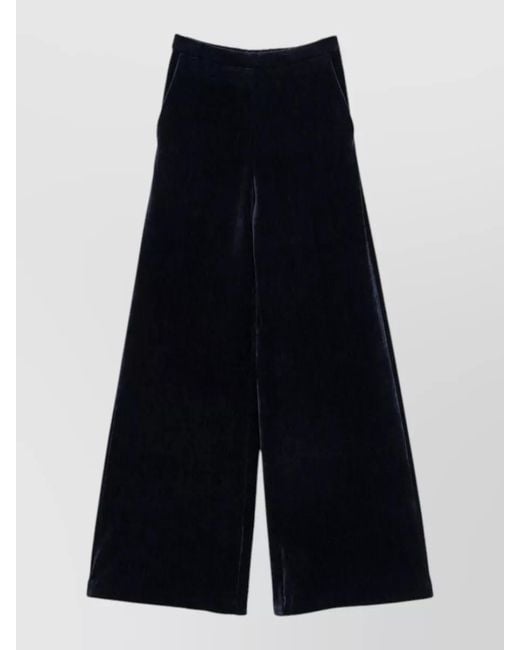 Forte_forte Blue High Waist Velvet Wide Leg Trousers