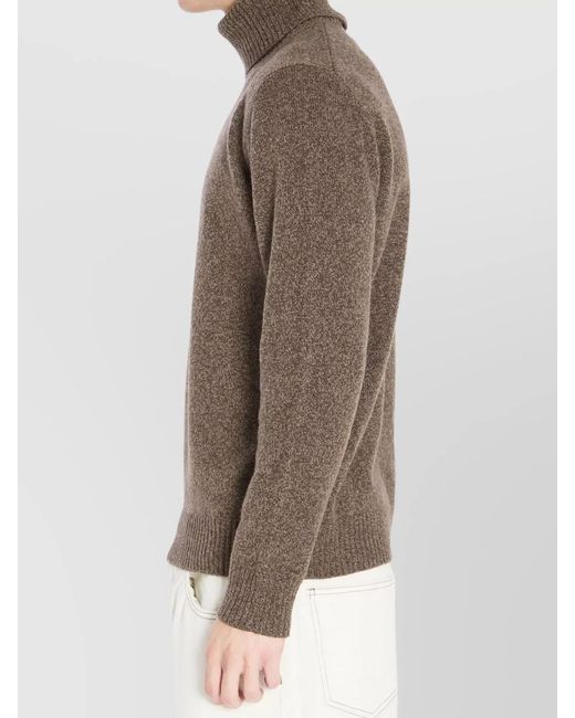 Roberto Collina Brown Cashmere Merino Wool Ribbed Turtleneck Sweater for men