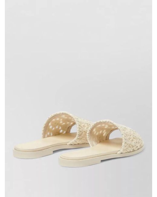 Fabiana Filippi Natural Crochet Detail Flat Sole Open Toe Slides