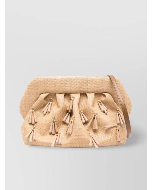 THEMOIRÈ Natural Fringe Paper Bios Clutch Bag With Tassel