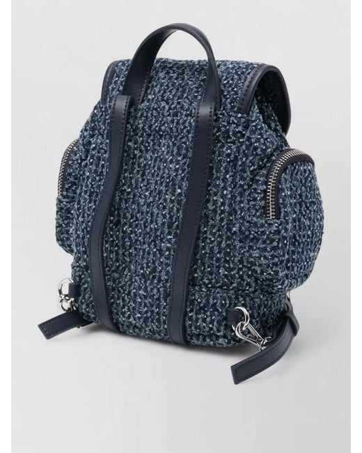 Ganni Blue Small Denim Backpack Adjustable Straps Handle