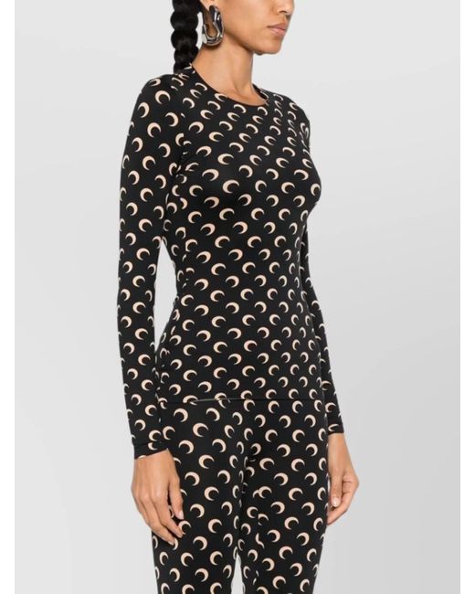 MARINE SERRE Black Crescent Moon Printed T-Shirt