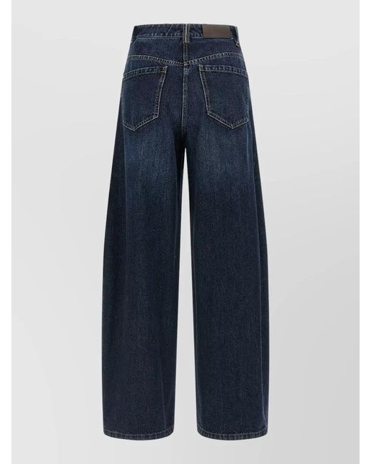Brunello Cucinelli Blue Denim Barrel-Leg Wide-Leg Trousers