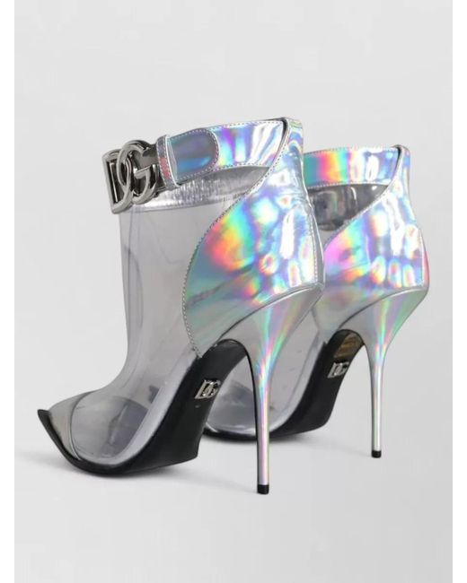 Dolce & Gabbana Gray Pvc Pointed Ankle Boots