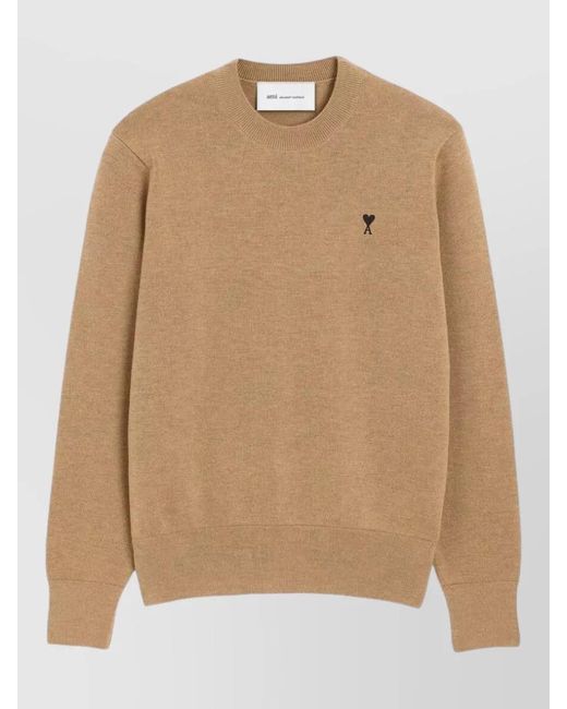 AMI Natural Long Sleeve Crew Neck Regular Fit Top for men