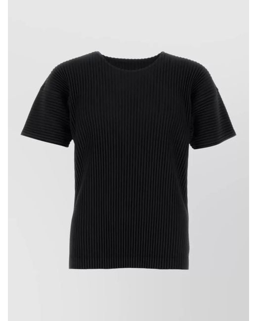 Homme Plissé Issey Miyake Black Polyester T-Shirt for men