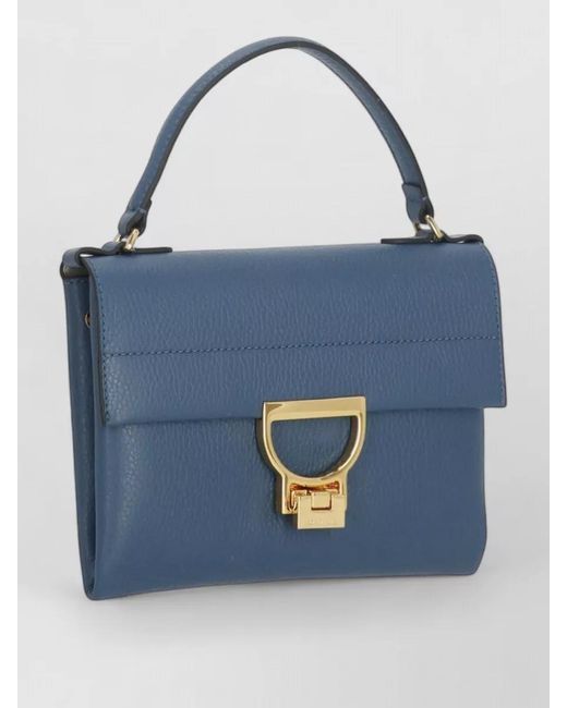 Coccinelle Blue Structured Leather Shoulder And Top Handle Bag