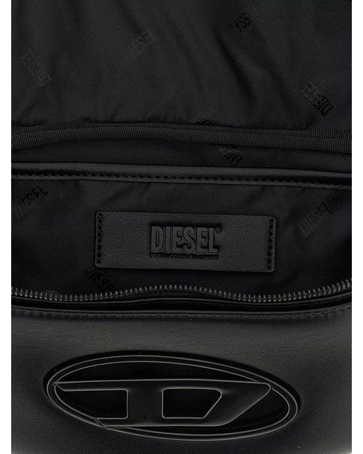 DIESEL Black Leather Belt Bag for men