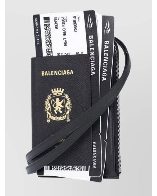 Balenciaga Black Leather Phone Holder Wallet for men