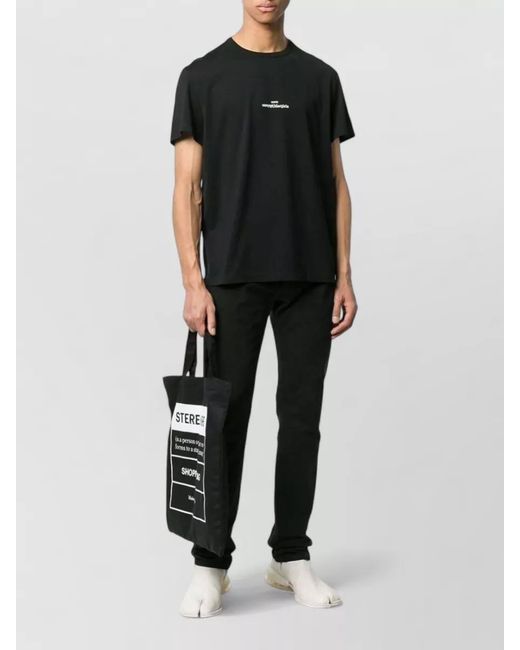 Maison Margiela Black Cotton Embroidered Short-Sleeve T-Shirt for men