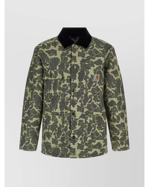 Carhartt Green Camouflage Pattern Chore Coat Front Pockets for men