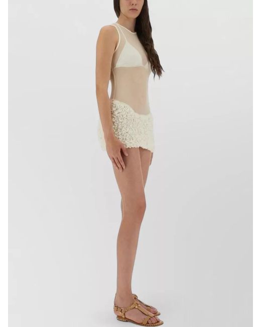 Selia Richwood Natural Mini Dress Poncik Fitted Sleeveless Sheer