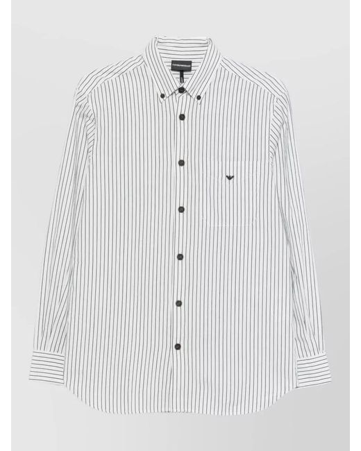Emporio Armani White Striped Cotton Shirt for men