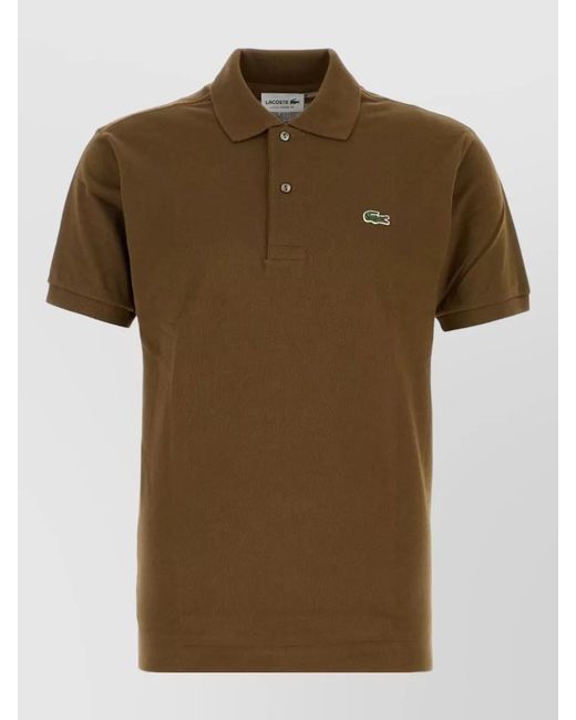 Lacoste Green Piquet Polo Shirt Straight Cut Short Sleeves for men
