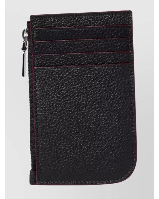 McQueen Black Leather Logo Print Cardholder for men