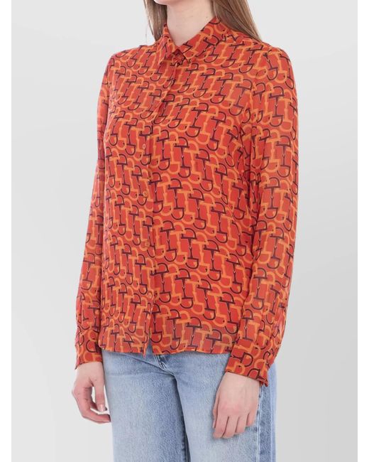 Gucci Red Printed Silk Blouse