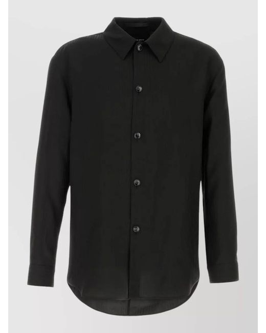 Giorgio Armani Black Viscose Shirt Jacket Long Sleeves Buttons for men
