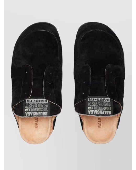 Balenciaga Black Leather Dumbo Mule Slippers for men