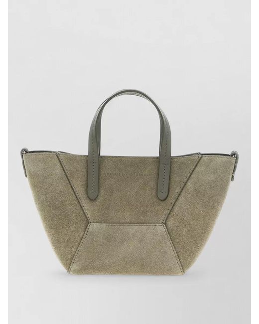 Brunello Cucinelli Natural Tote Bag Detachable Strap Suede Finish Handles