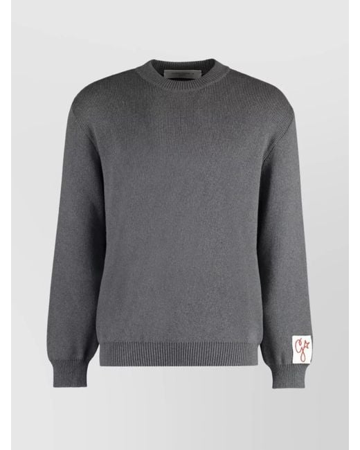 Golden Goose Deluxe Brand Gray Crew-Neck Cotton Sweater Back Print for men