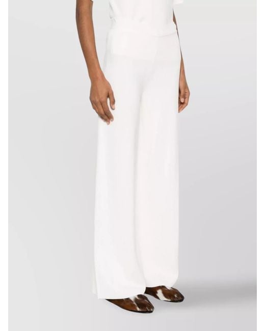 P.A.R.O.S.H. White High Waist Wide Leg Flared Trousers