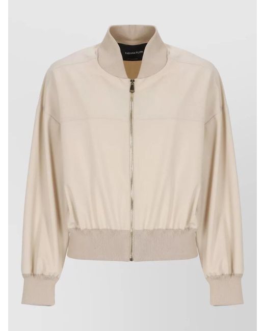 Fabiana Filippi Natural Ribbed Bomber Jacket