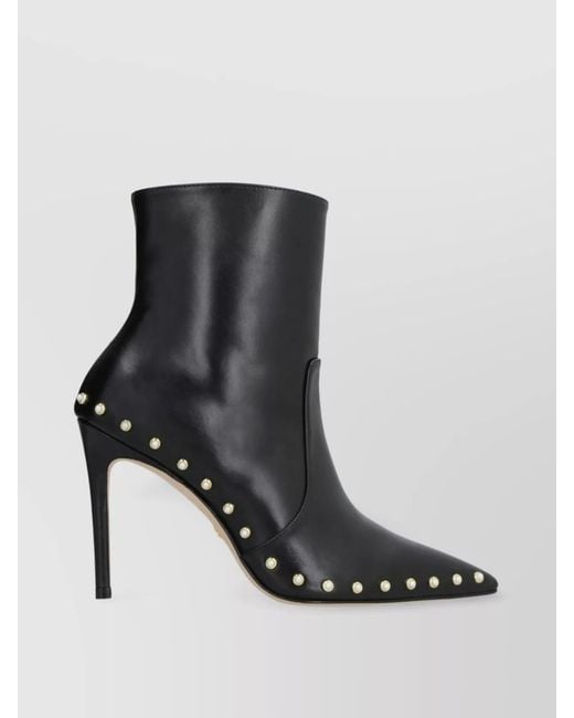 Stuart Weitzman Black Leather Pointed-Toe Ankle Boots