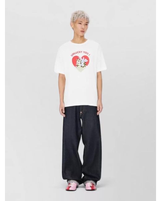 KENZO White Cartoon Graphic Crew Neck T Shirt for men