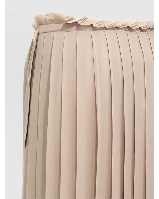 AMI Natural Pleated Midi Skirt