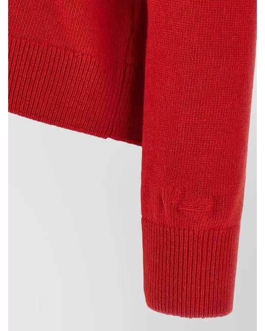 Mc2 Saint Barth Red Royal Crown Knit Crew Neck Sweater