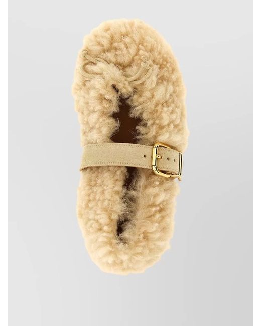 Marni Natural Ballet Slippers Dancer Shoe Faux Fur