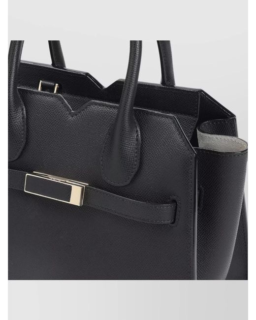 Valextra Black Mini Calf Leather Shoulder Bag