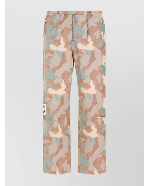 Acne Natural Cotton Camouflage Satin Low-Rise Straight-Leg Trousers for men