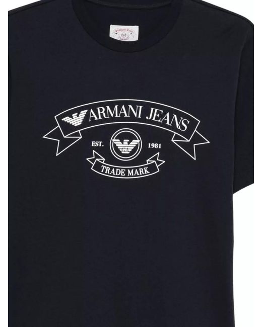 Emporio Armani Blue Cotton Crew Neck Short-Sleeve T-Shirt for men