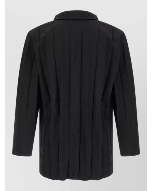 Homme Plissé Issey Miyake Black Tailored Blazer Long Sleeves Notched Lapel Pleated for men