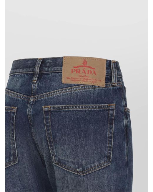 Prada Blue Denim Low-Rise Tapered Jeans