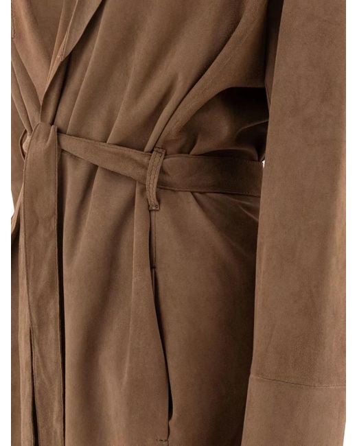 Salvatore Santoro Brown Trench Coat Suede Design Belted Waist