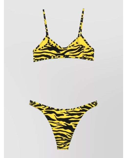 The Attico Metallic Triangle Bra High Waist Stretch Tiger Print