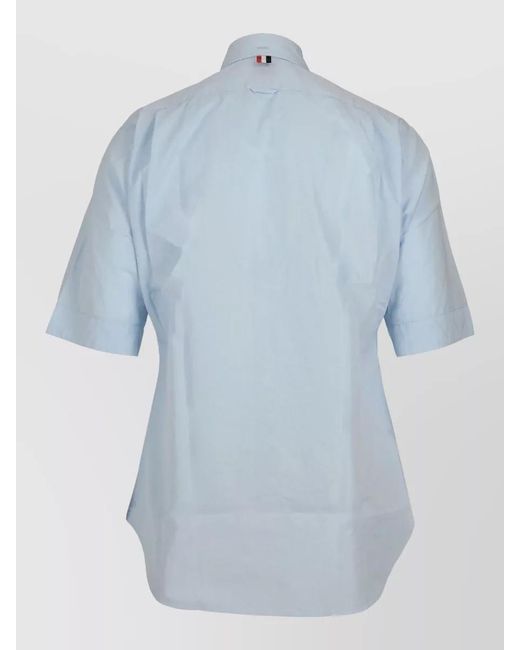 Thom Browne Blue Short Sleeve Poplin Shirt Chest Pocket for men