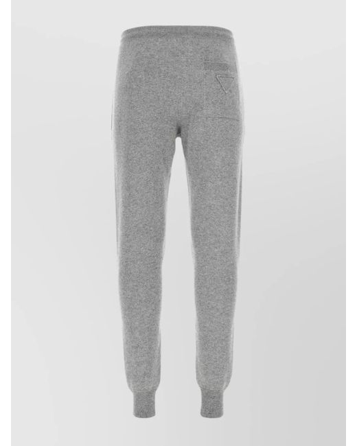 Prada Gray Cashmere Ribbed Cuff Track Pants for men