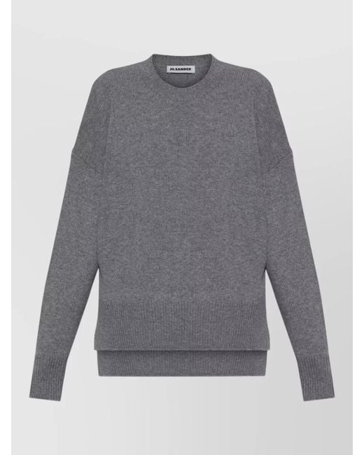 Jil Sander Gray Cashmere Knit Sweater Crew Neck Design